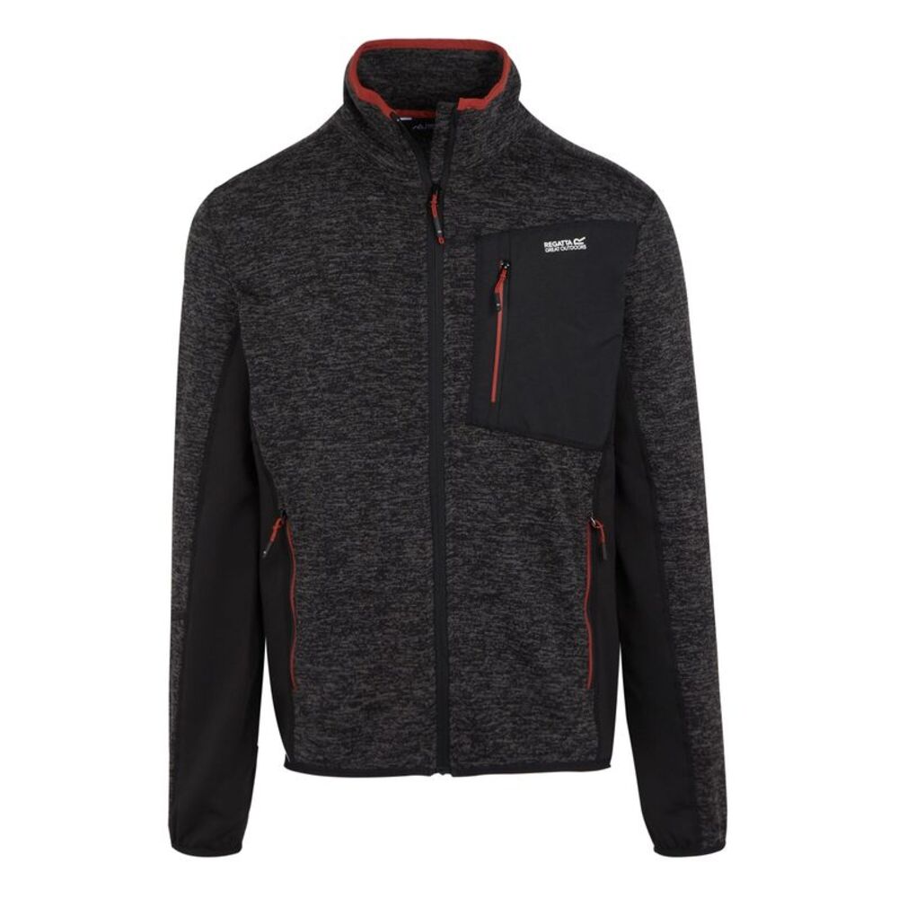 Regatta Mens Baslinn Marl Full Zip Fleece Jacket / Black/Black Marl